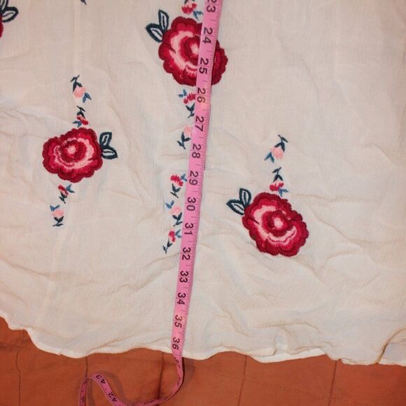Torrid White & Red Floral Embroidered Boho V-Neck Midi Dress Women's Size large - Picture 10 of 10